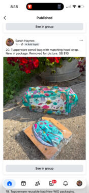 Tupperware Pencil Bag with Matching Head Wrap